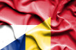 Waving flag of Romania and Monaco