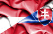 Waving flag of Slovakia and Monaco