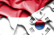 Waving flag of South Korea and Monaco