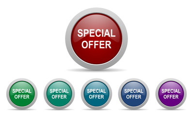 Poster - special offer vector icons set