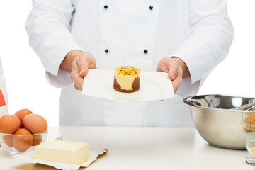 Poster - close up of male chef cook baking dessert