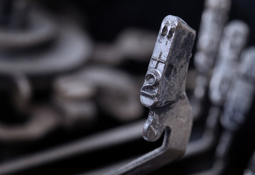 2 hammer - old manual typewriter - cold blue filter