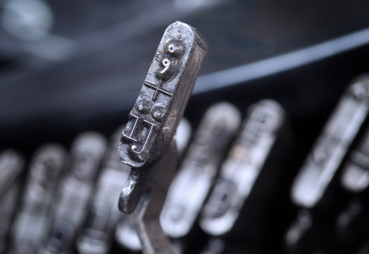 IJ hammer - old manual typewriter - cold blue filter