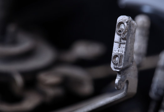 Q hammer - old manual typewriter - cold blue filter