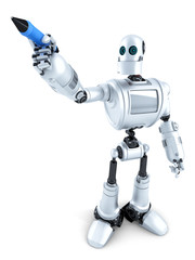 Aufkleber - Robot writing on invisible screen. Isolated. Contains clipping path
