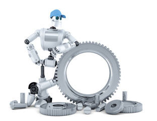 Poster - Engineer robot. Technology concept. Isolated. Contains clipping path