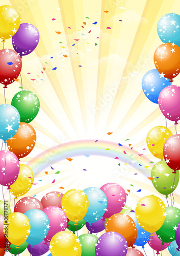 風船 背景 Festival Background With Balloons On Yellow Stock Vector Adobe Stock