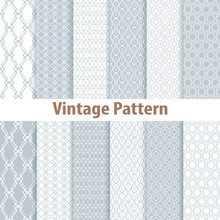 Set Of Nine Seamless Pattern In Retro Style