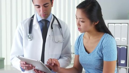 Wall Mural - Chinese patient talking with her doctor about her xrays