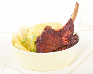 Wall Mural - Lamb Cutlets - Spicy roasted lamb cutlets served saffron rice.