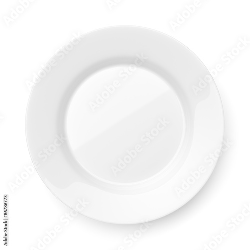 Fotografie, Obraz Empty ceramic round plate isolated on white