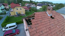 House Roof Falling Apart Aerial Shot