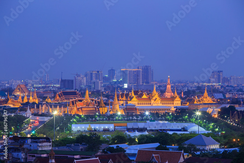 Wat Phra Kaew,Grand palace at twilight in Bangkok, Thailand Canvas Print