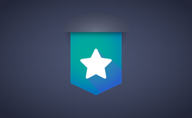 Sticker - long shadow ribbon icon with a star