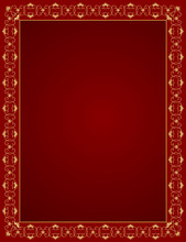 Decorative Gold Frame On A Red Background