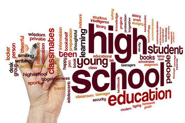 Wall Mural - High school word cloud