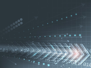 Fototapete - Vector technology abstract background with arrows, glitter and other graphic elements