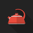 © Lindarks - Flat kettle with long shadow. Vector icon