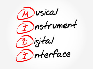 Poster - midi - musical instrument digital interface, acronym concept