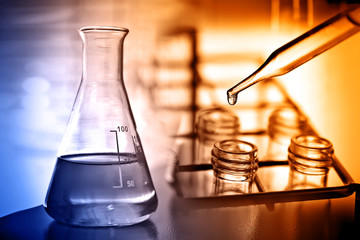 Wall Mural - laboratory glassware, lab research concept