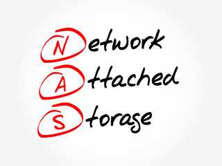 Aufkleber - NAS - Network Attached Storage, acronym business concept