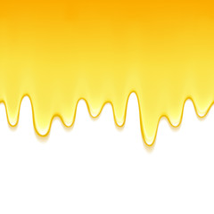Wall Mural - Yellow drips on white back. Paint or honey drops.