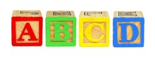 A B C D Wooden Toy Letter Blocks Isolated On White