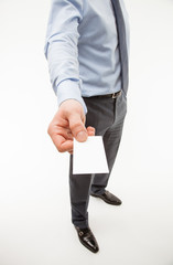 Wall Mural - Unrecognizable businessman reaching out visiting