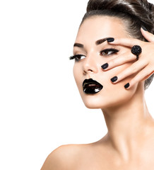 Wall Mural - beauty model girl with black make up and long lushes