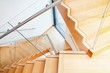 Modern architecture interior with wooden stairs