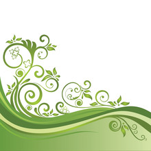 Green Floral Banner Isolated