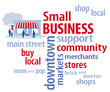 © casejustin - Small Business, shop local community stores, buy neighborhood businesses and markets, patriotic red, white and blue.