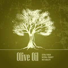 Olive tree. Vector oil . For labels, pack.