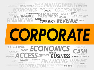 CORPORATE word cloud, business concept