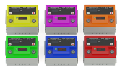 Poster - colored batteries car