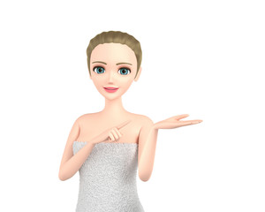 3D illustration character - Beautiful woman skin care image