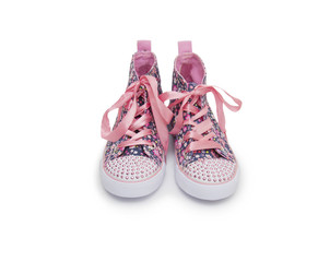 Sticker - Pair of pink sport shoes on white background