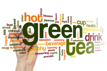 Sticker - Green tea word cloud