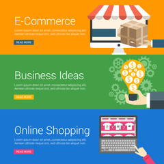 Wall Mural - Flat Design Concept. Set of Vector Illustrations for Web Banners. E-Commerce, Business Ideas, Online Shopping
