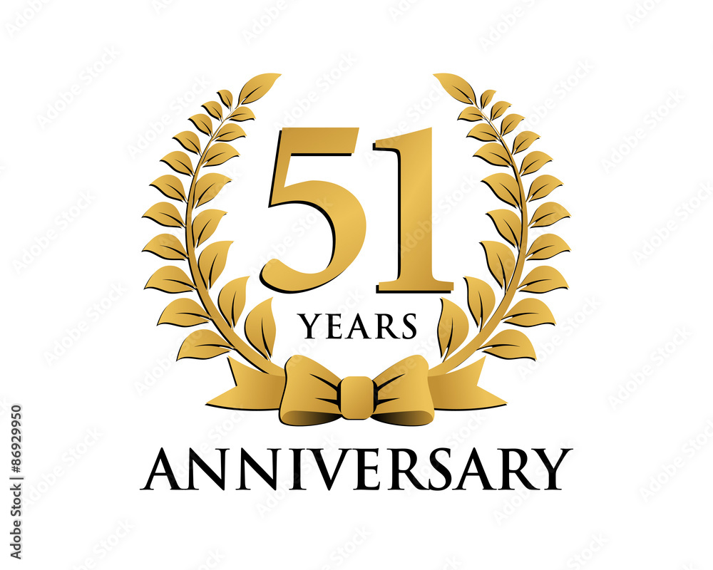 anniversary logo ribbon wreath 51 Stock Vector | Adobe Stock