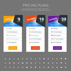 Wall Mural - vector pricing table in flat design style for websites and applications