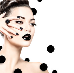 Wall Mural - beauty model girl with black make up and long lushes