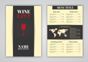 Wall Mural - Menu Design for wine cafes, restaurants