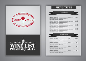 Poster - Menu Design for wine cafes, restaurants