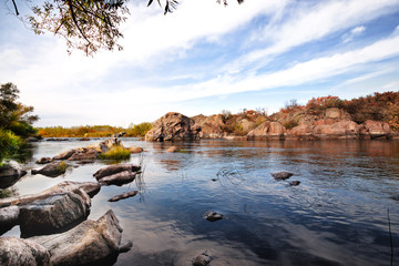 Wall Mural - mountain river flowing among the picturesque stones