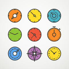 Poster - Different slyles of color speedometers vector collection