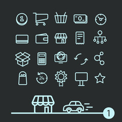Poster - Different modern media web application icons collection. Vector