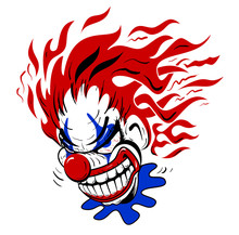 Crazy Scary Clown Cartoon Illustration
