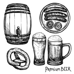 Wall Mural - Beer Sketch Decorative Icon Set