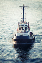 Tug Boat Underway, Front View, Tonal Correction